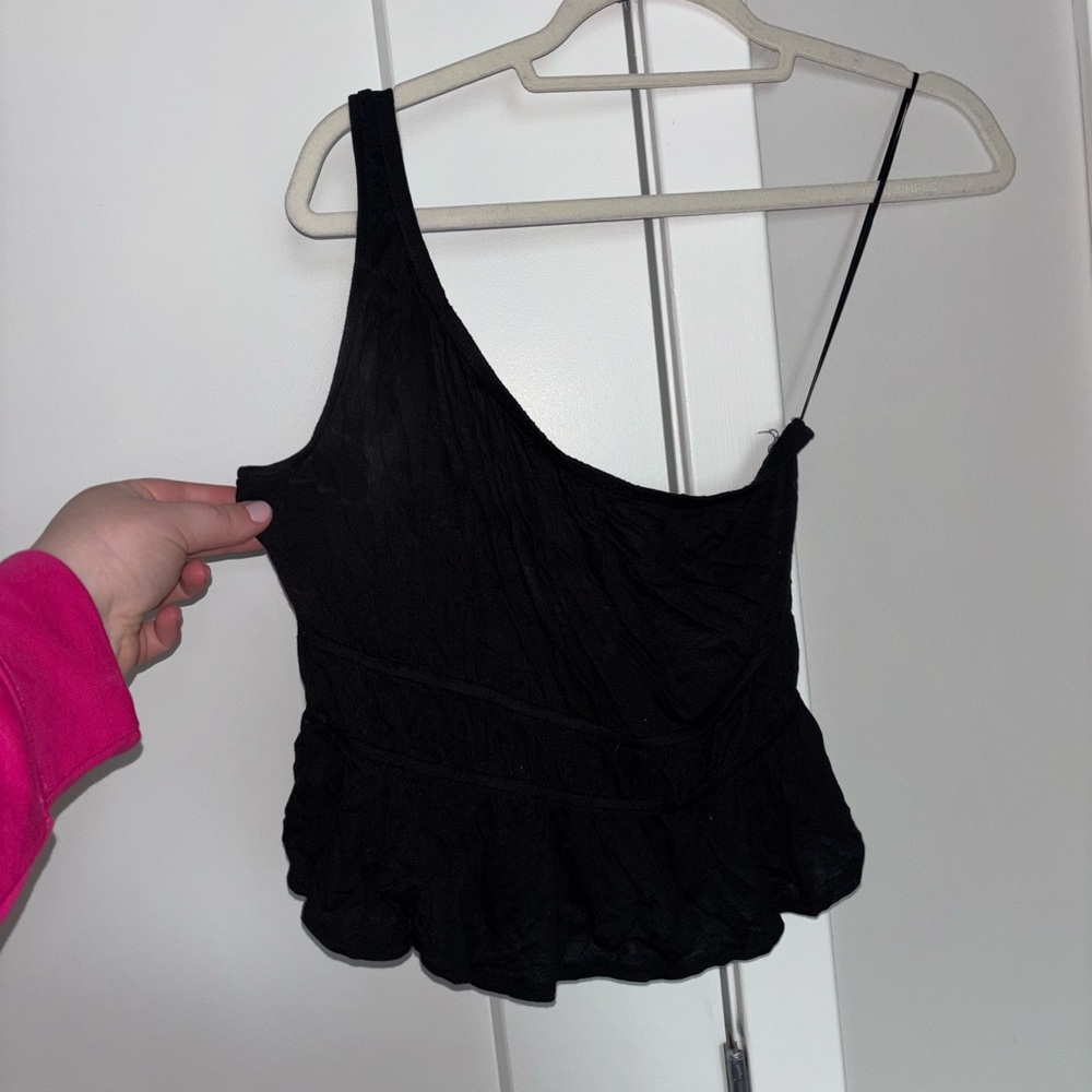 Elegant Black Asymmetrical Women's Top
